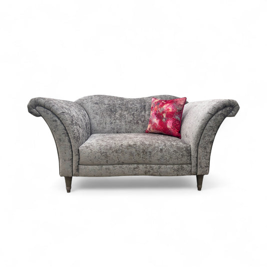 ‘Theodore’ Grey Crushed Velvet Cuddler Chair