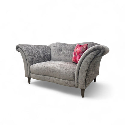 ‘Theodore’ Grey Crushed Velvet Cuddler Chair