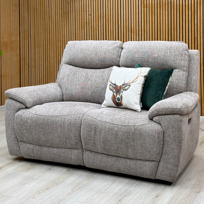 'Sloane' 15445 Anivia Brown Woven Fabric 2 Seater Power Recliner Sofa