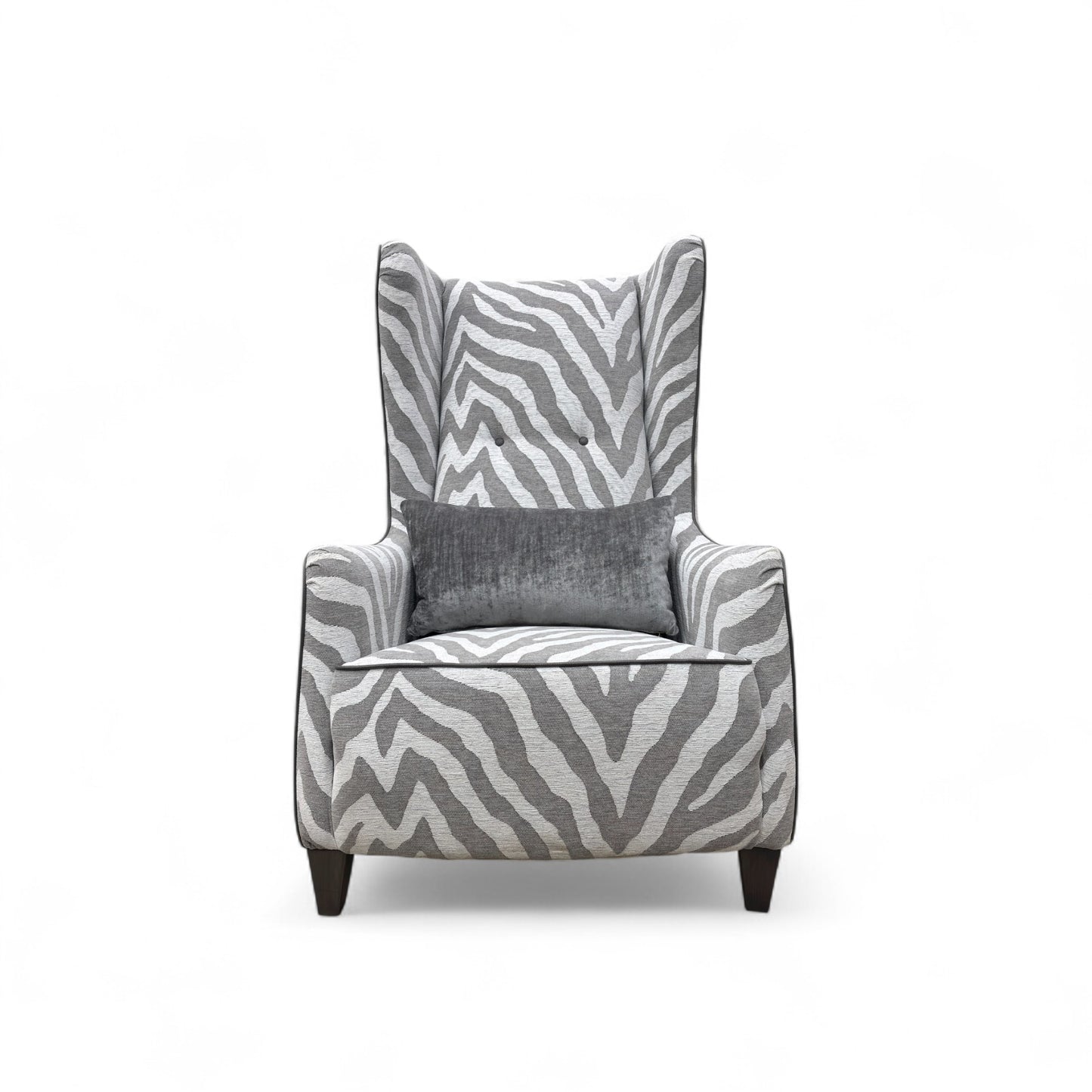 'Zanzibar' Zebra Pattern Fabric Winged Accent Chair