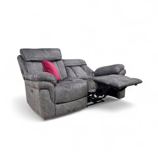 ‘Orion’ Dapple Charcoal Grey 2 Seater Power Recliner Sofa with Power Headrests