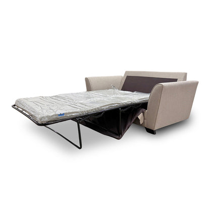 ‘Poppy' Beige Linen Fabric Large 2 Seater Sofa Bed
