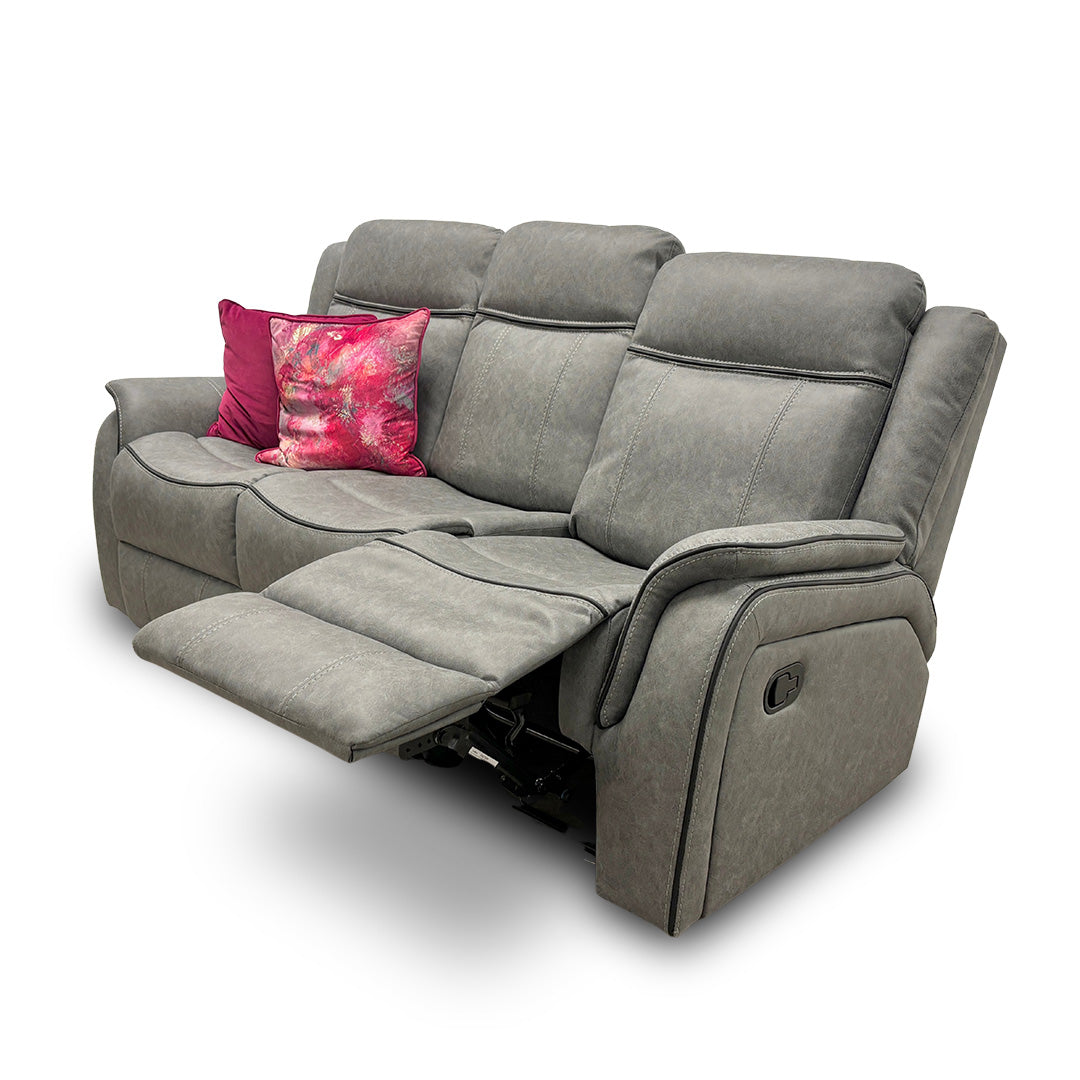 'Kardashian' Grey Endurance Fabric Manual Recliner 3 Seater Sofa