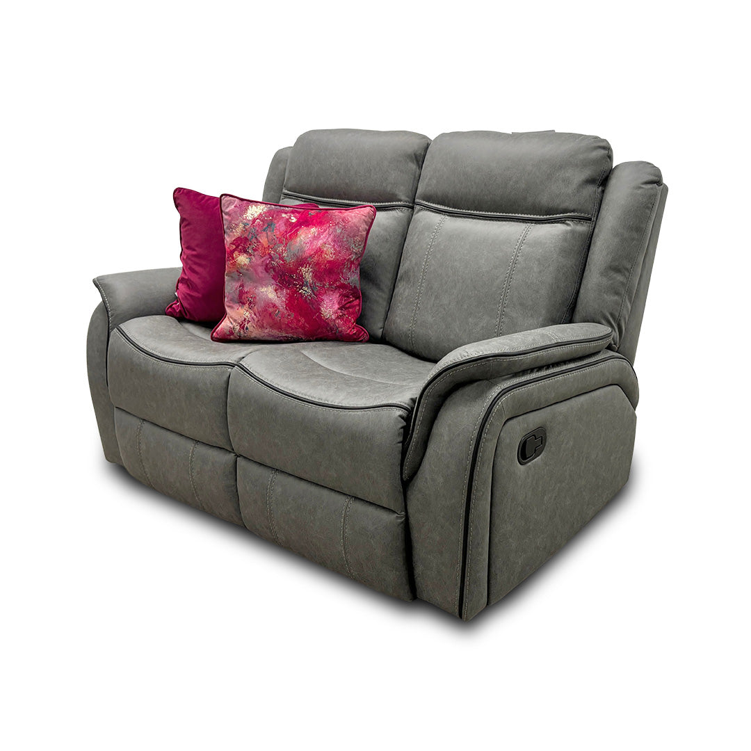 'Kardashian' Grey Endurance Fabric Manual Recliner 2 Seater Sofa