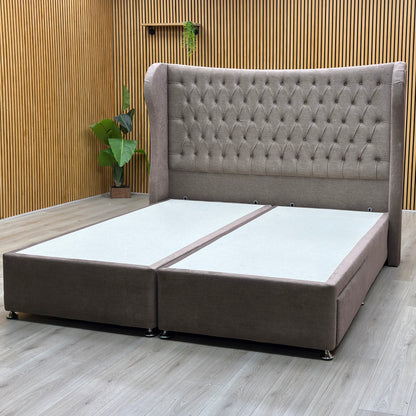 Artisan Collection ‘Camber’ 904 Warm Onyx Brown Velvet Fabric High Floor Standing Headboard + 2 Draw Divan Base - Super King