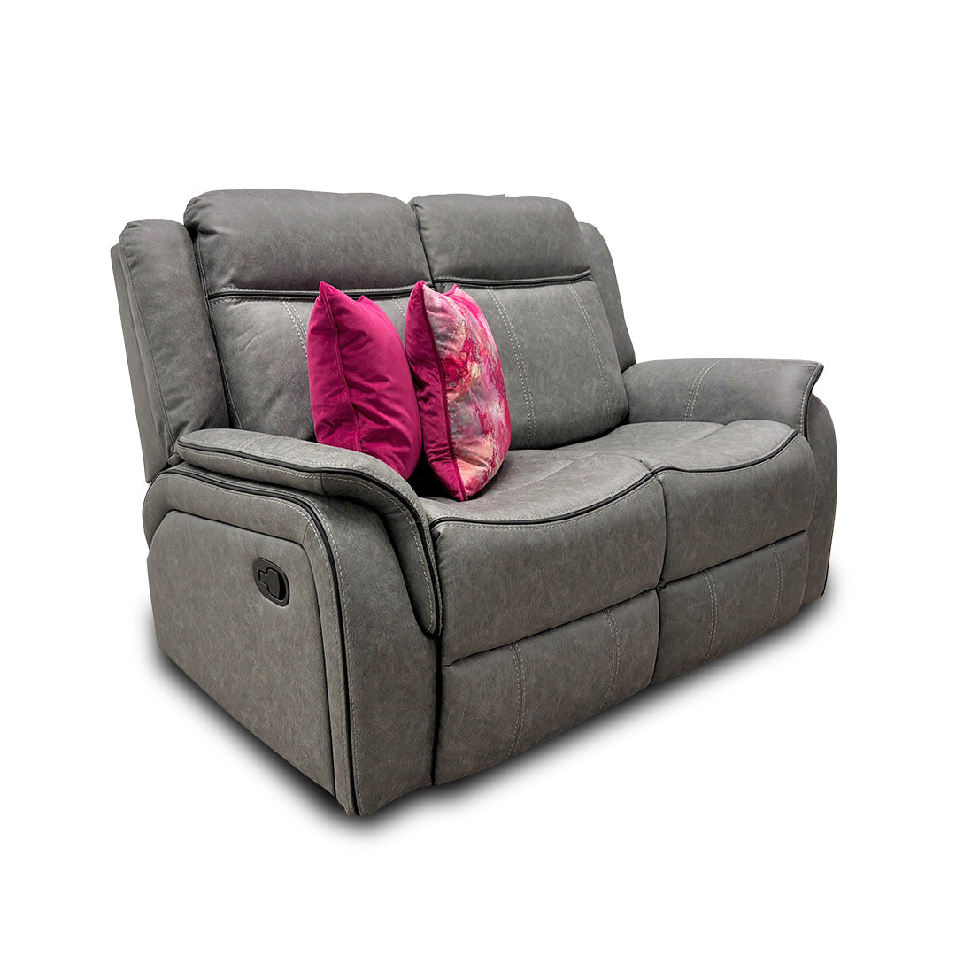 'Kardashian' Grey Endurance Fabric Manual Recliner 2 Seater Sofa