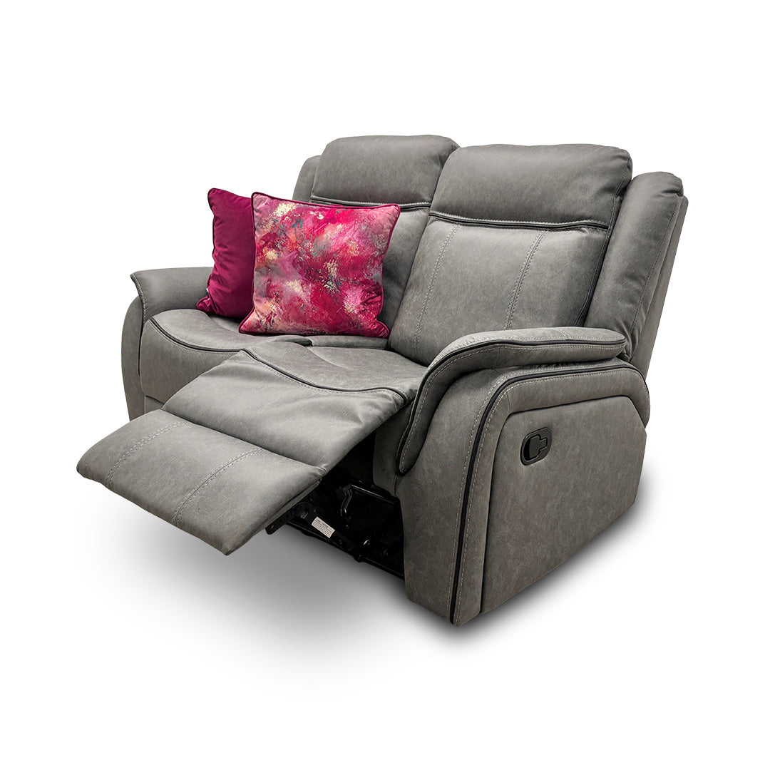 'Kardashian' Grey Endurance Fabric Manual Recliner 2 Seater Sofa