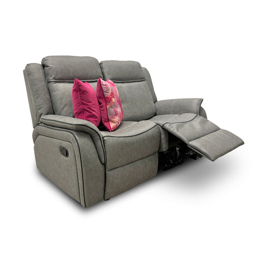'Kardashian' Grey Endurance Fabric Manual Recliner 2 Seater Sofa