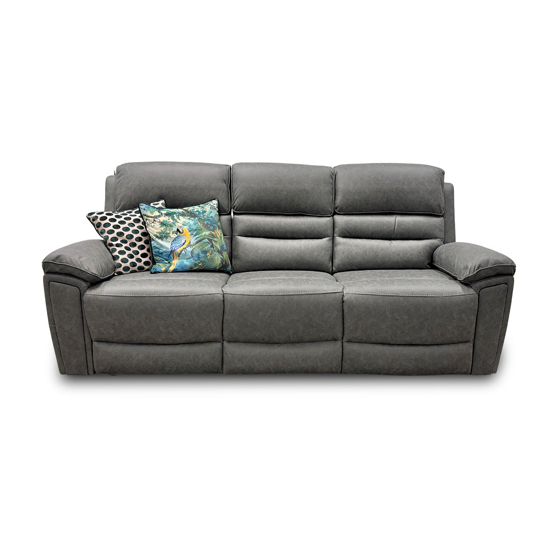 'Azzurri" Grey Endurance Fabric Manual Recliner 3 Seater Sofa