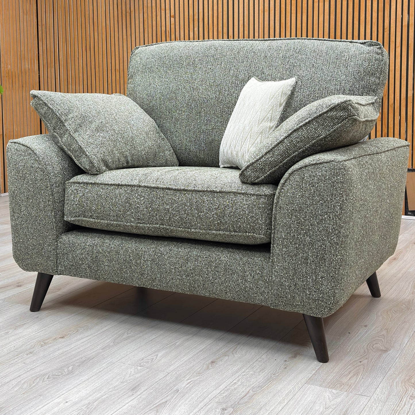 'Theodore' Olive Green Woven Fabric Formal Back Love Chair