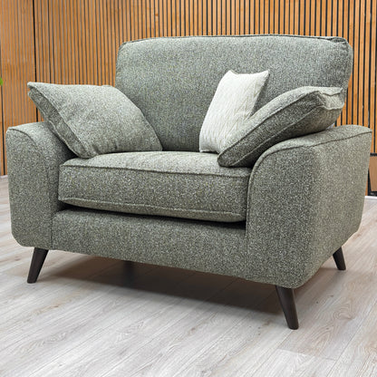 'Theodore' Olive Green Woven Fabric Formal Back Love Chair
