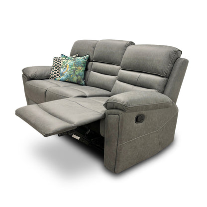 'Azzurri" Grey Endurance Fabric Manual Recliner 3 Seater Sofa