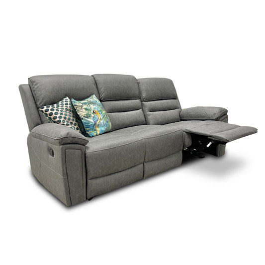 'Azzurri" Grey Endurance Fabric Manual Recliner 3 Seater Sofa