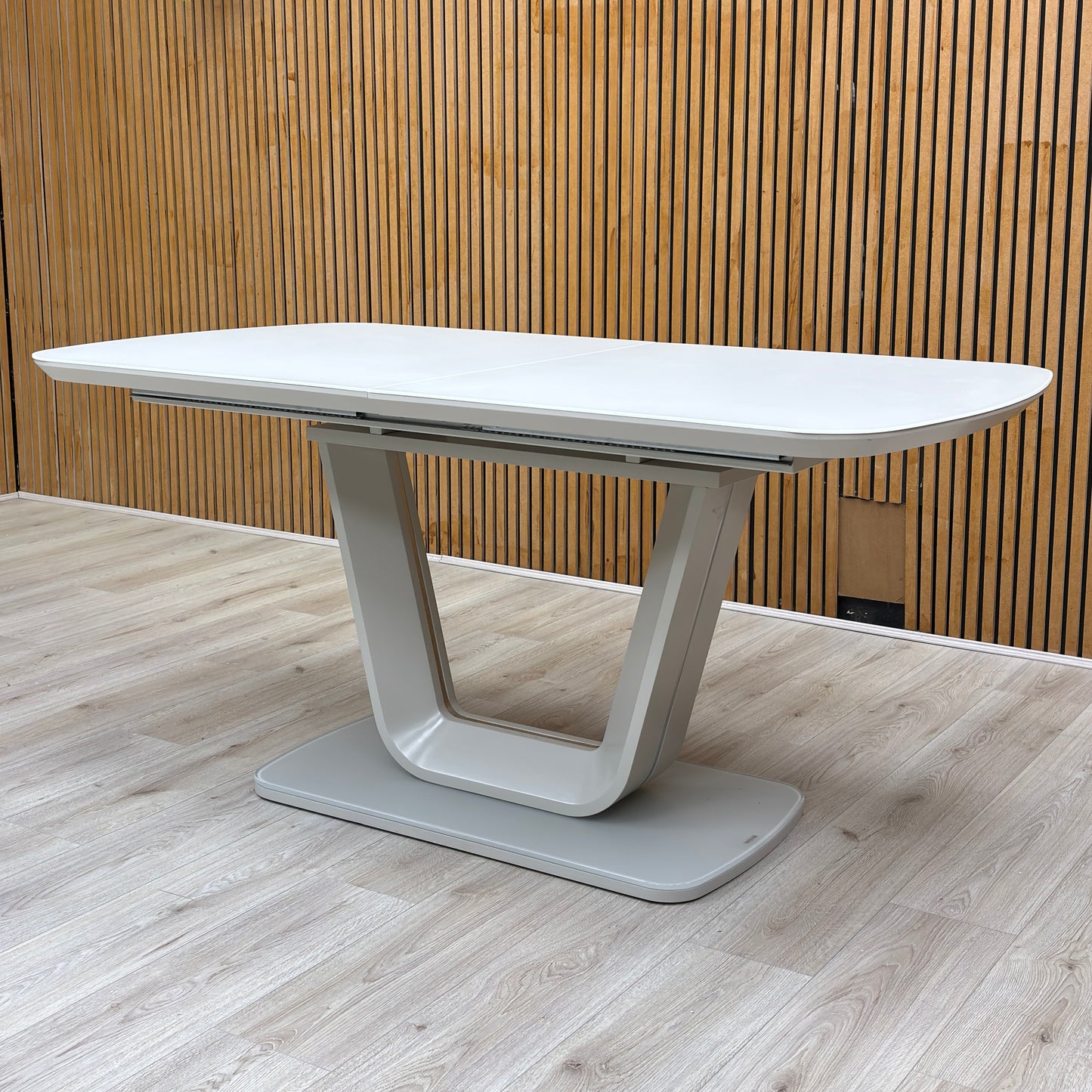 ‘Stockholm' High-gloss Light Grey Tempered Glass Large 160cm Dining Table