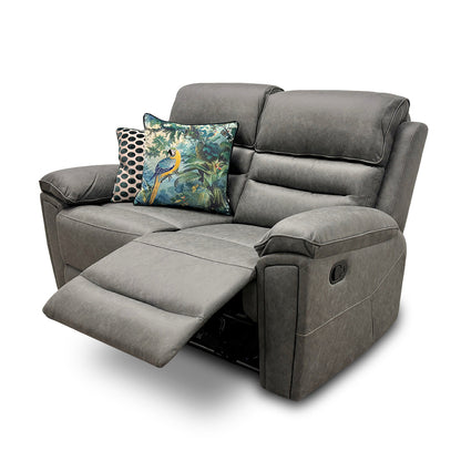 'Azzurri' Grey Endurance Fabric Manual Recliner 2 Seater Sofa