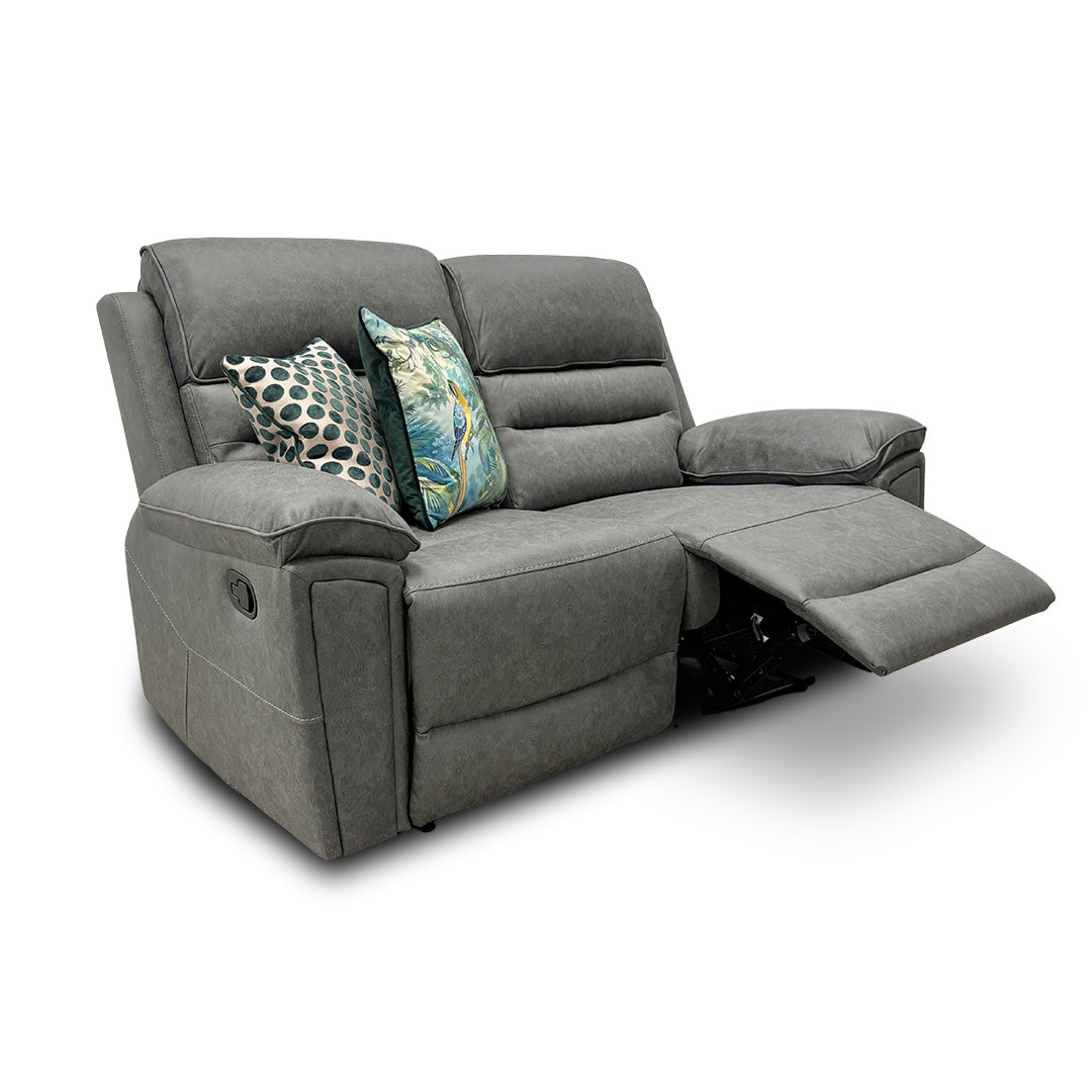 'Azzurri' Grey Endurance Fabric Manual Recliner 2 Seater Sofa