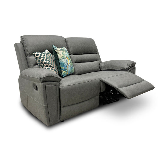 'Azzurri' Grey Endurance Fabric Manual Recliner 2 Seater Sofa