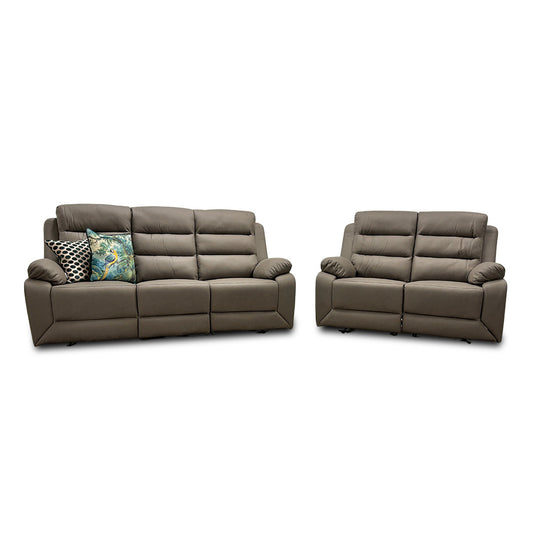 ‘Trinity’ Manual Recliner Grey Soft Endurance Fabric 3 + 2 Seater Sofa Set