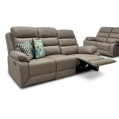 ‘Trinity’ Manual Recliner Grey Soft Endurance Fabric 3 Seater Sofa