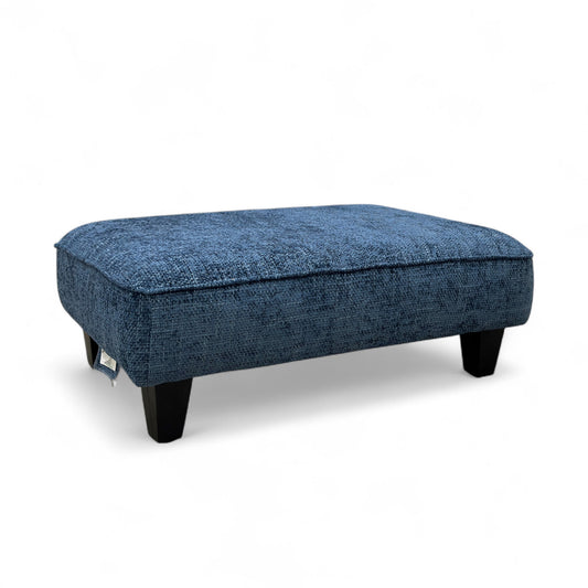 ‘Iris’ Blue Woven Fabric Banquette Footstool