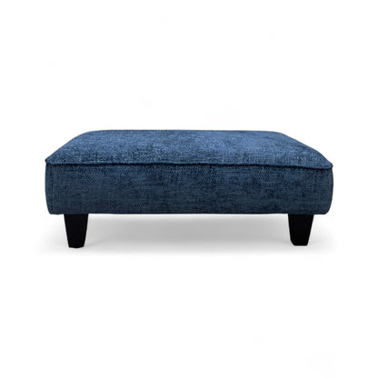 ‘Iris’ Blue Woven Fabric Banquette Footstool