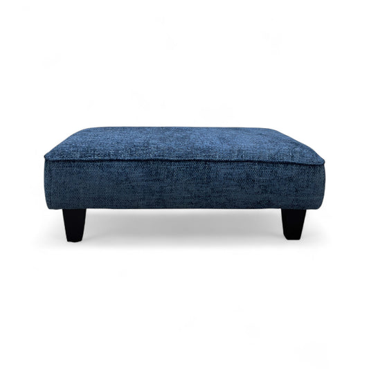 ‘Iris’ Blue Woven Fabric Banquette Footstool