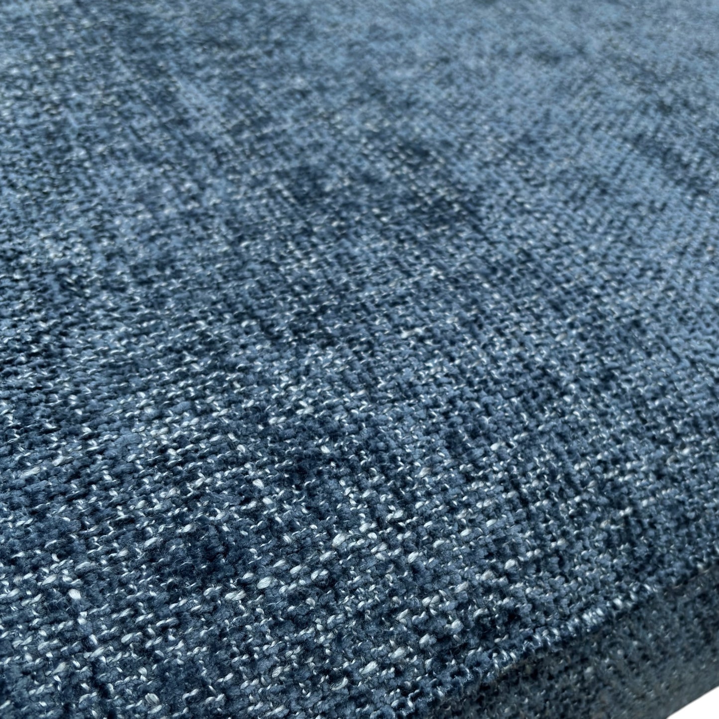 ‘Iris’ Blue Woven Fabric Banquette Footstool