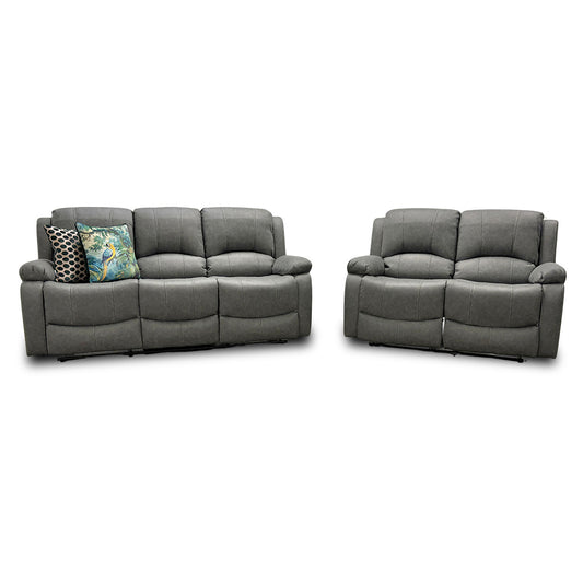‘Bennett’ Grey Endurance Fabric Manual Recliner 3 + 2 Seater Sofa Set