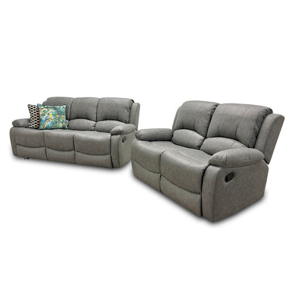 ‘Bennett’ Grey Endurance Fabric Manual Recliner 3 + 2 Seater Sofa Set