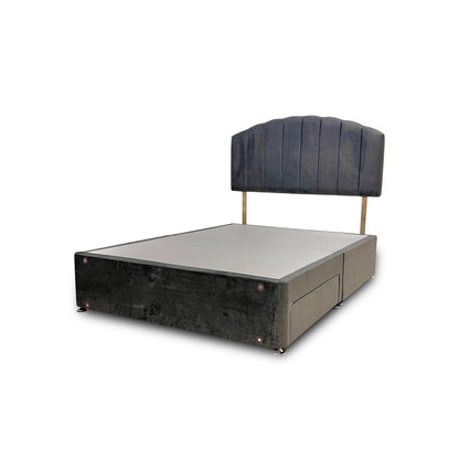 ‘Merlin’ Charcoal Velour King Bed with 2 Drawers