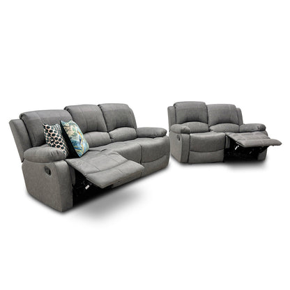 ‘Bennett’ Grey Endurance Fabric Manual Recliner 3 + 2 Seater Sofa Set