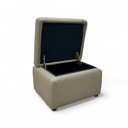 ‘Lawrence’ Lead Grey Leather Small Storage Footstool