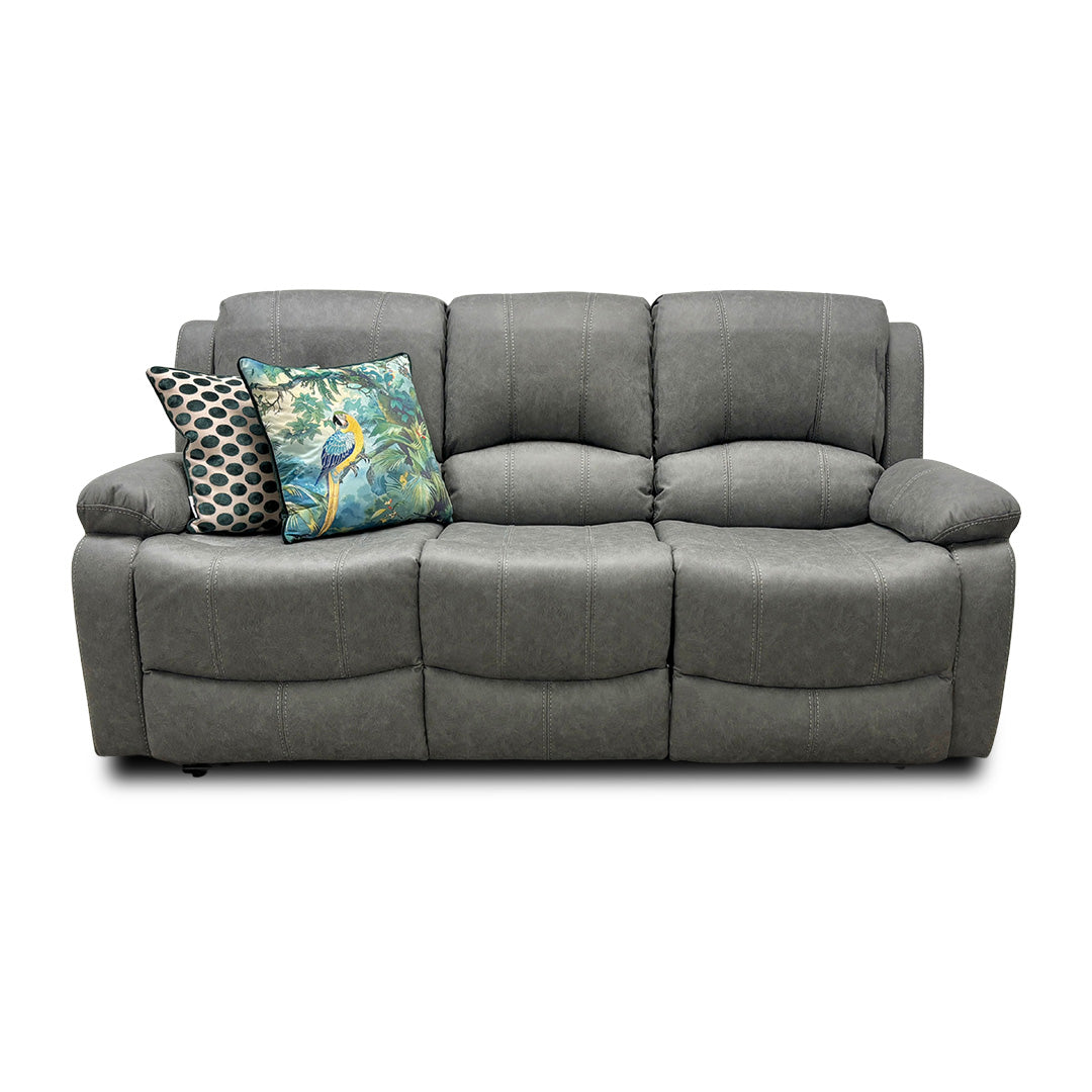 'Bennett' Grey Endurance Fabric Manual Recliner 3 Seater Sofa