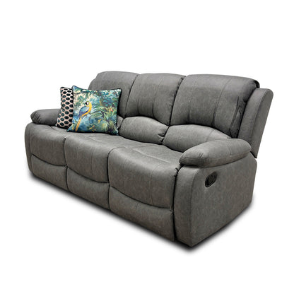 'Bennett' Grey Endurance Fabric Manual Recliner 3 Seater Sofa