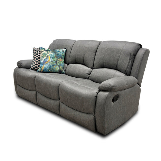 ‘Bennett’ Grey Endurance Fabric Manual Recliner 3 Seater Sofa