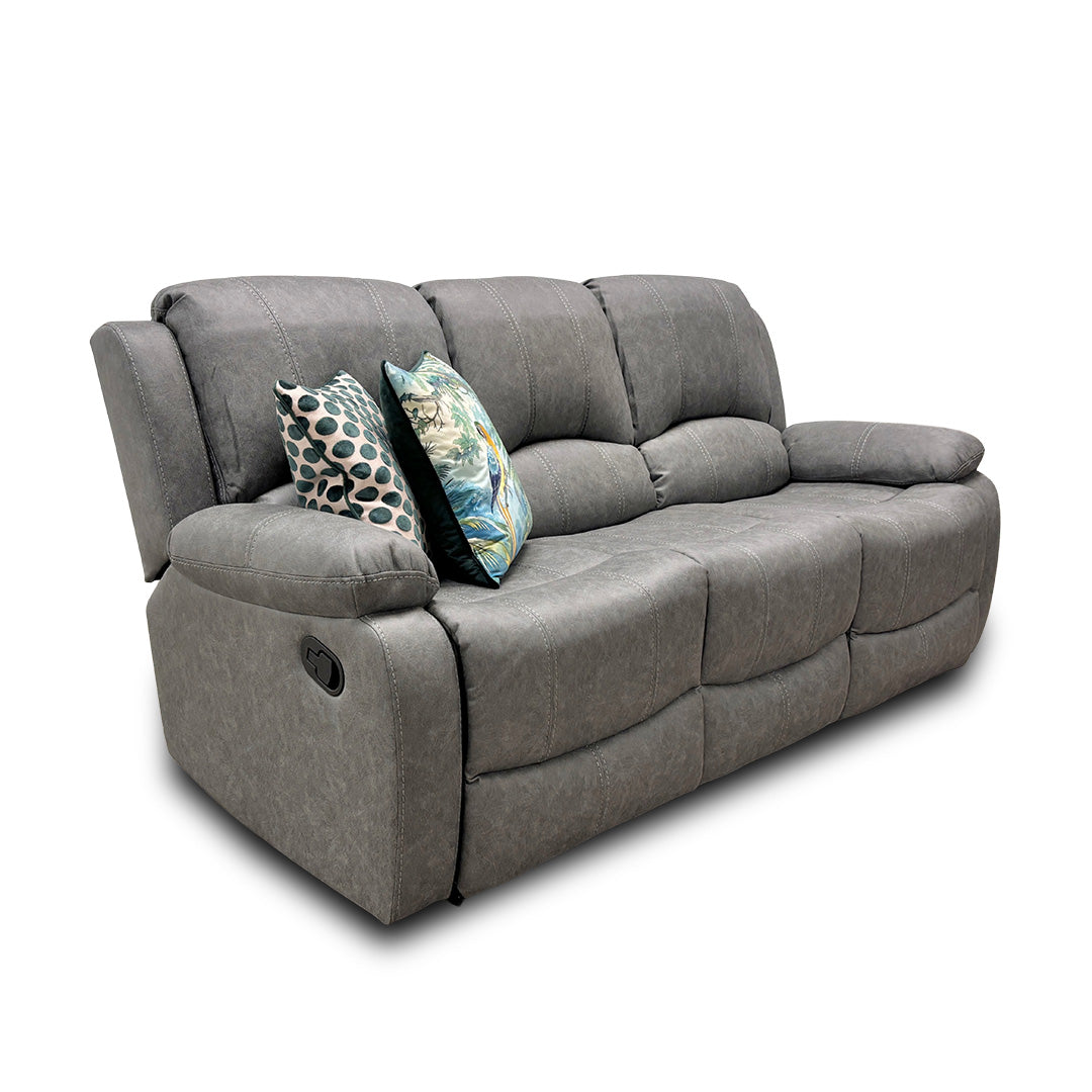 'Bennett' Grey Endurance Fabric Manual Recliner 3 Seater Sofa
