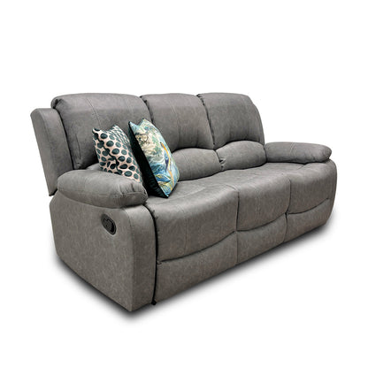 'Bennett' Grey Endurance Fabric Manual Recliner 3 Seater Sofa