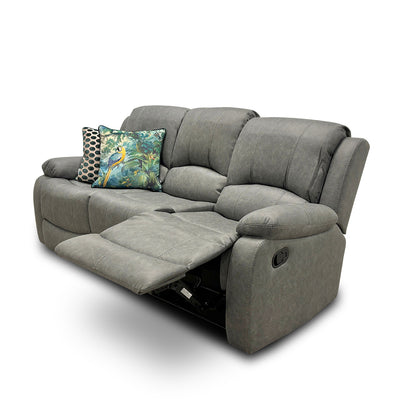 'Bennett' Grey Endurance Fabric Manual Recliner 3 Seater Sofa
