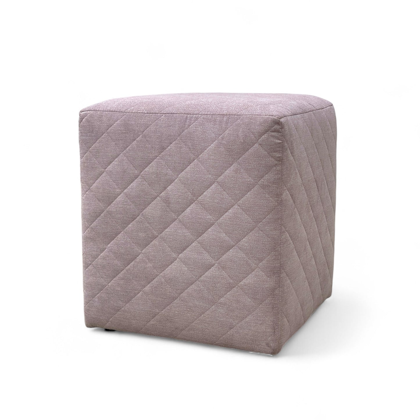 ‘Molly’ Blush Fabric Cube Footstool