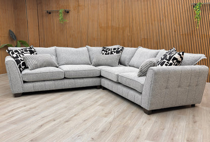 ‘Serena’ Zara Grey Woven Fabric Formal Back 2 Corner 2 Sofa