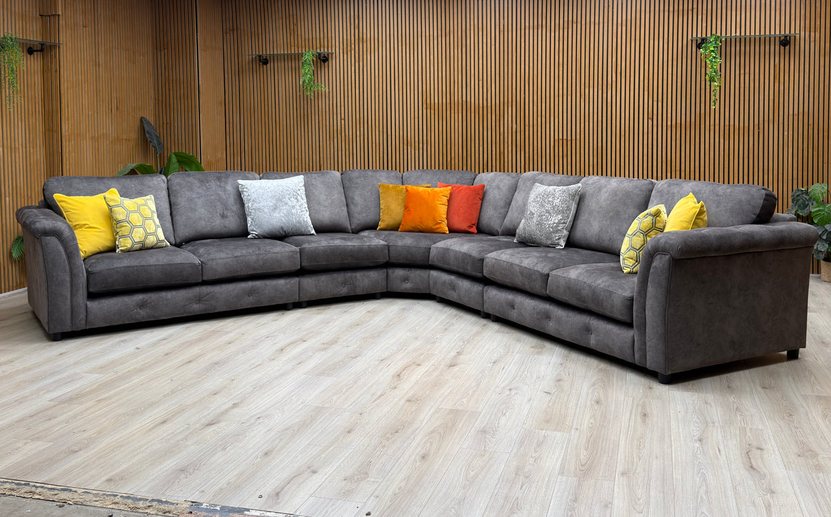 'Aura' Kenzo Mink Dw Ft Velvet Fabric Classic Back XL Corner Sofa