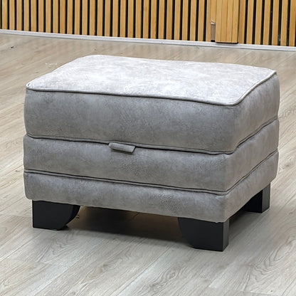 ‘Mariah' Dapple Silver Velvet Fabric Small Storage Footstool