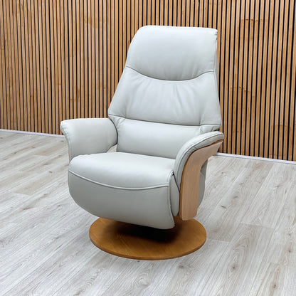 ‘Olaf’ Taupe Leather Power Swivel Recliner Chair