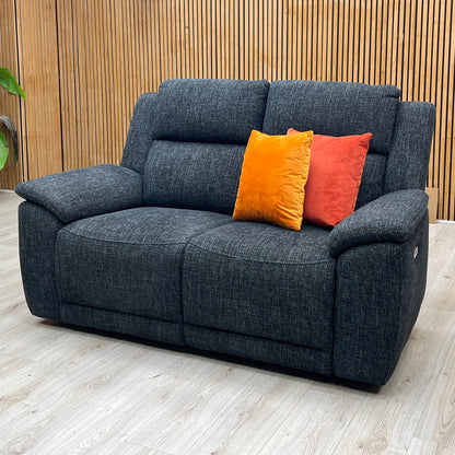 ‘Utah' Black Fabric 2 Seater Power Recliner Sofa
