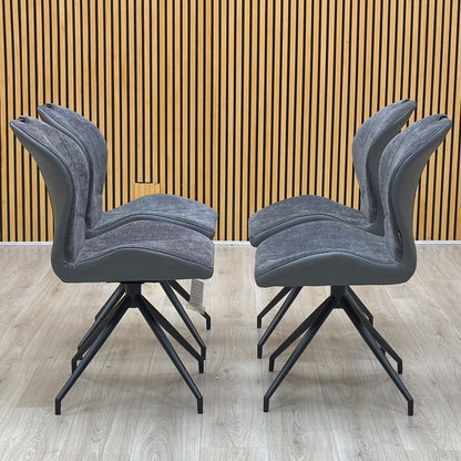 ‘Raul’ Anthracite Grey Fabric Set of 4 Swivel Dining Chairs