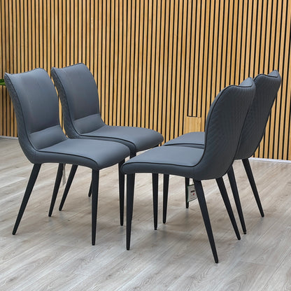 ‘Clio’ Grey Faux Leather Set of 4 Dining Chairs