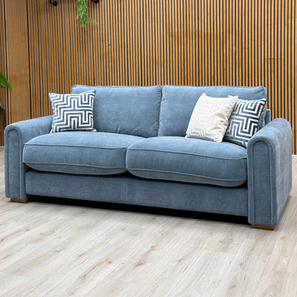 'Archy' Ansel Aqua Blue Lt Ft Fabric 220cm Midi Arm Sofa