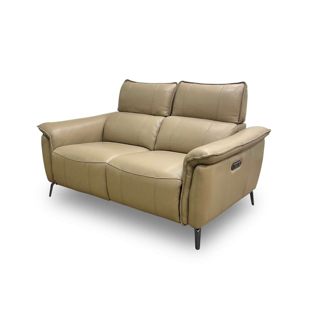 ‘Jude’ Montana Barley Cat-60/06 2 Seater Leather Power Recliner Sofa with Telescopic Headrests