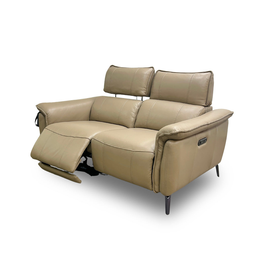 ‘Jude’ Montana Barley Cat-60/06 2 Seater Leather Power Recliner Sofa with Telescopic Headrests