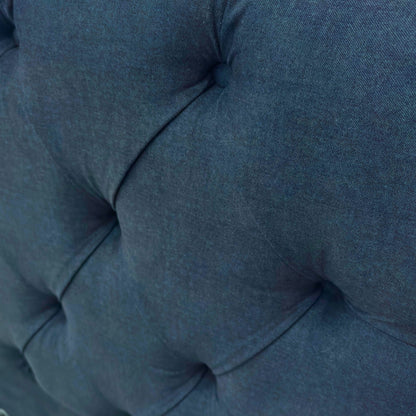 ‘Harrison’ Navy Blue Fabric 4 Draw Divan Base with Floor Standing Headboard - Super King